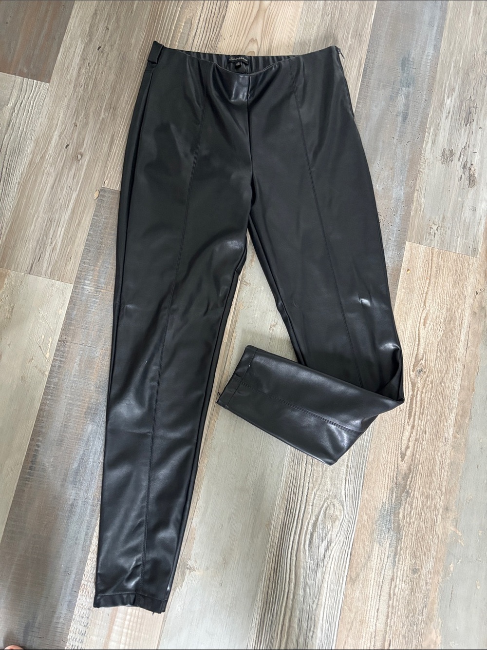Shinestar Black Faux Leather Skinny Pants